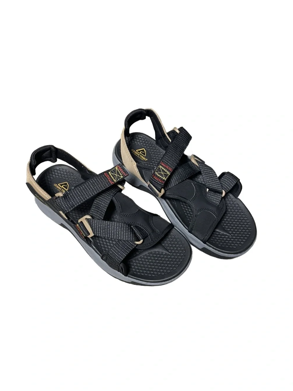 Ozark Trail Men’s Trek Cross Strap Black Outdoor Sandals w/Tan Accents (Size: 9)